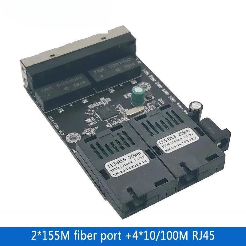 1PCS 100Mbps 2 Fiber 4 Ethernet Switch Fiber Transceiver Optical Port Switch PCBA Qme PCBA 100Mbps