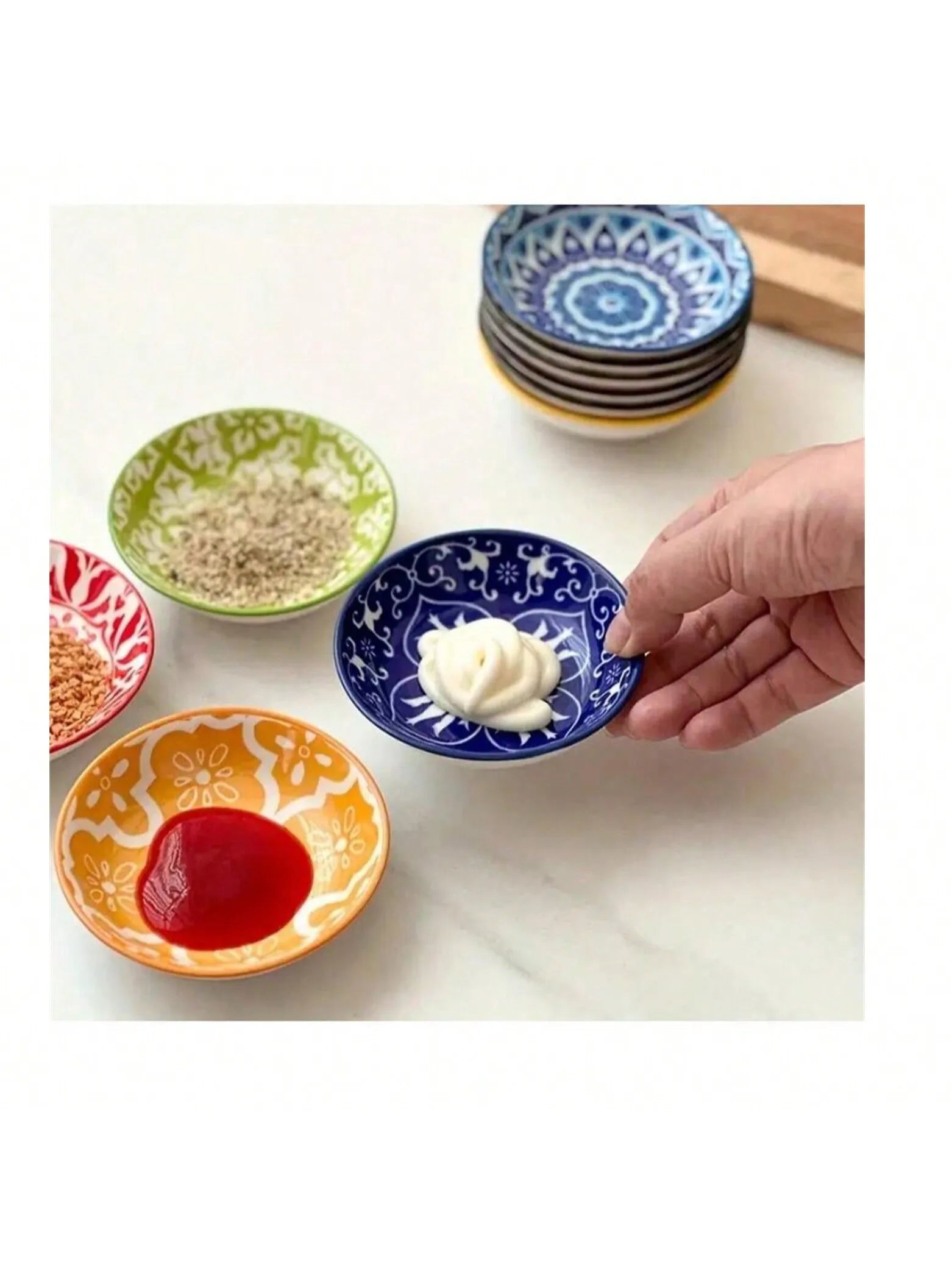 Bohemian Hand-painted Ceramic Bowl Household Circular Plate Snack Qme