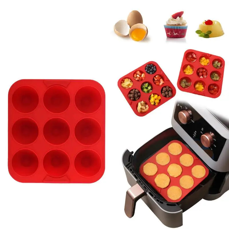 Muffin Cupcake Silicone Mold Square 9 Holes Cupcakes Non Stick Soap Qme Red