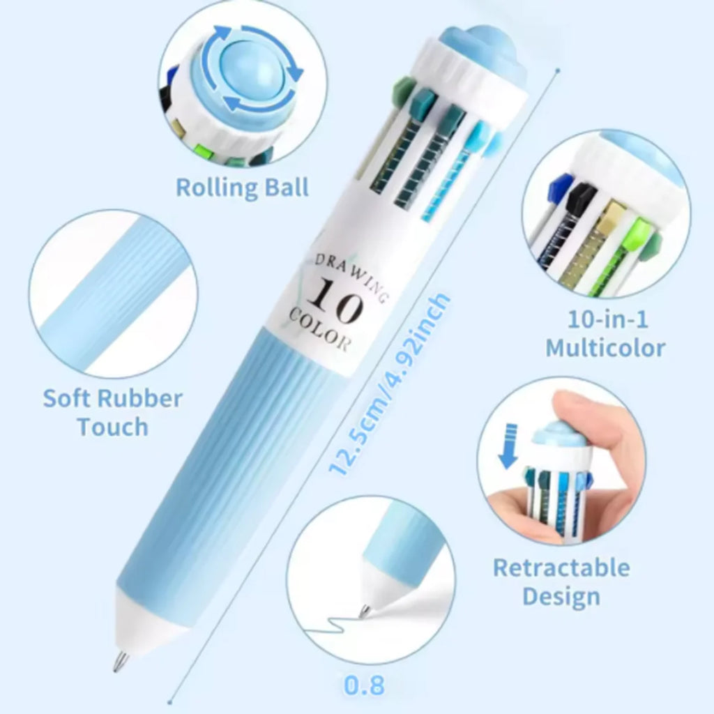 3-6 Pack Multicolor Pens, 28-60 Colors, 10-in-1 Colored Ballpoint Pen,0.8mm Fine Point Smooth Writing,Retractable Ballpoint Pens Qme