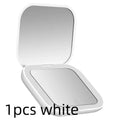 Compact Small Mini Travel Folding Vanity Cosmetic Mirror with Lights Portable HandHeld Pocket LED Makeup Mirror Qme 1pcs white