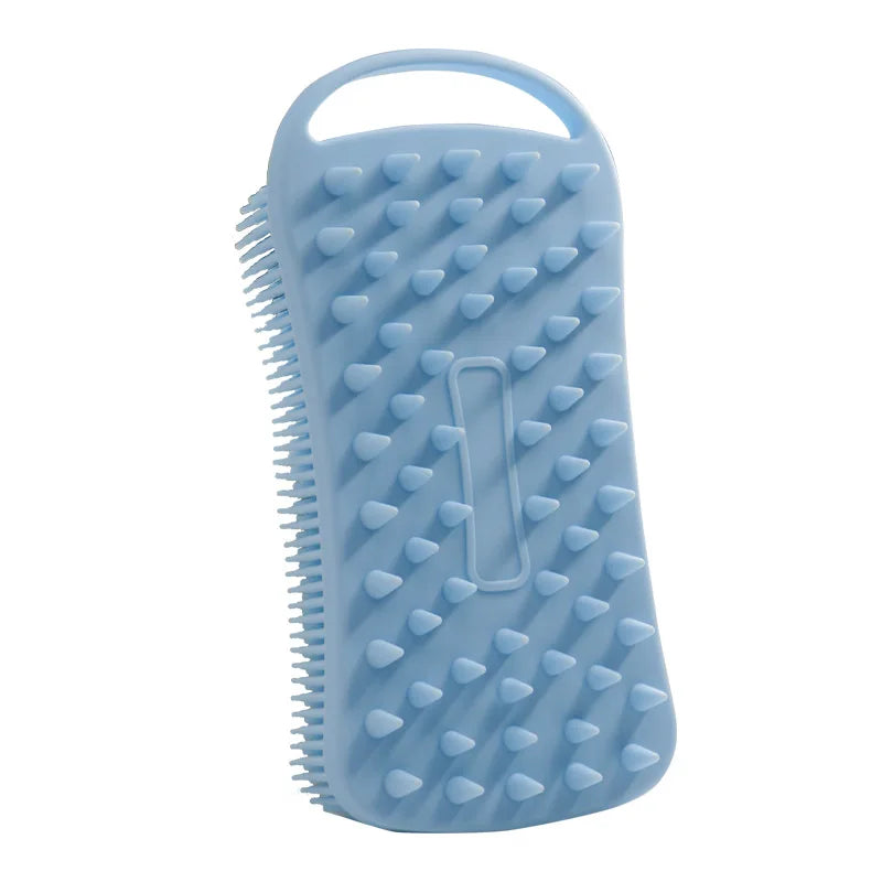 Double Sided Silicone Shower Brush 2 In 1 Exfoliating Body Brush Multi-Function Skin Cleaning Silicone Bath Brush Massage Brush Qme blue 1 pcs China Mainland