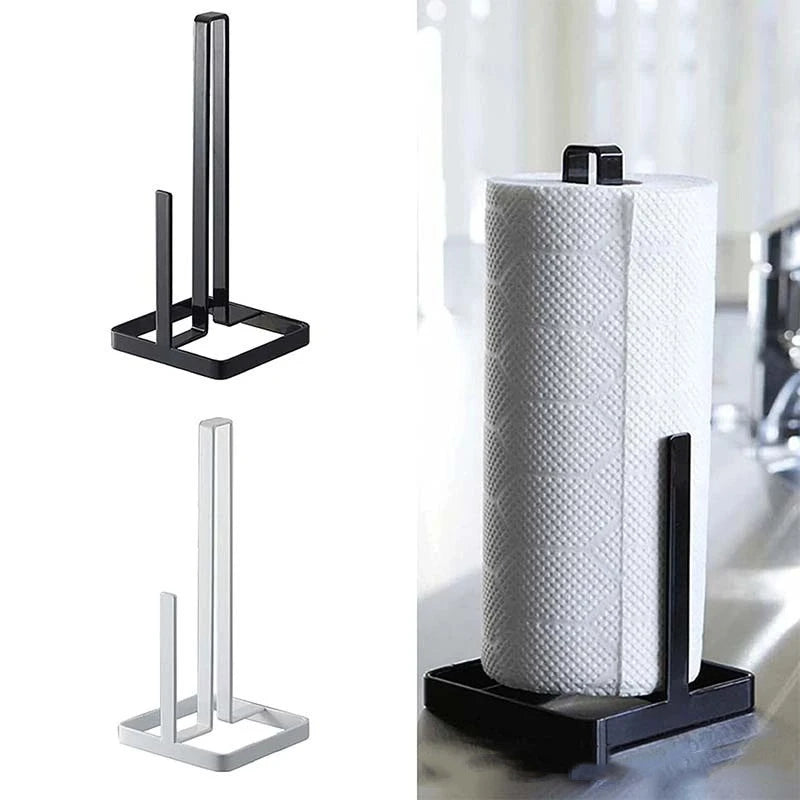 Kitchen Metal Roll Paper Holder Portable Tools Roll Paper Towel Holder Bathroom Tissue Stand Silver Napkins Rack Home Storage Qme