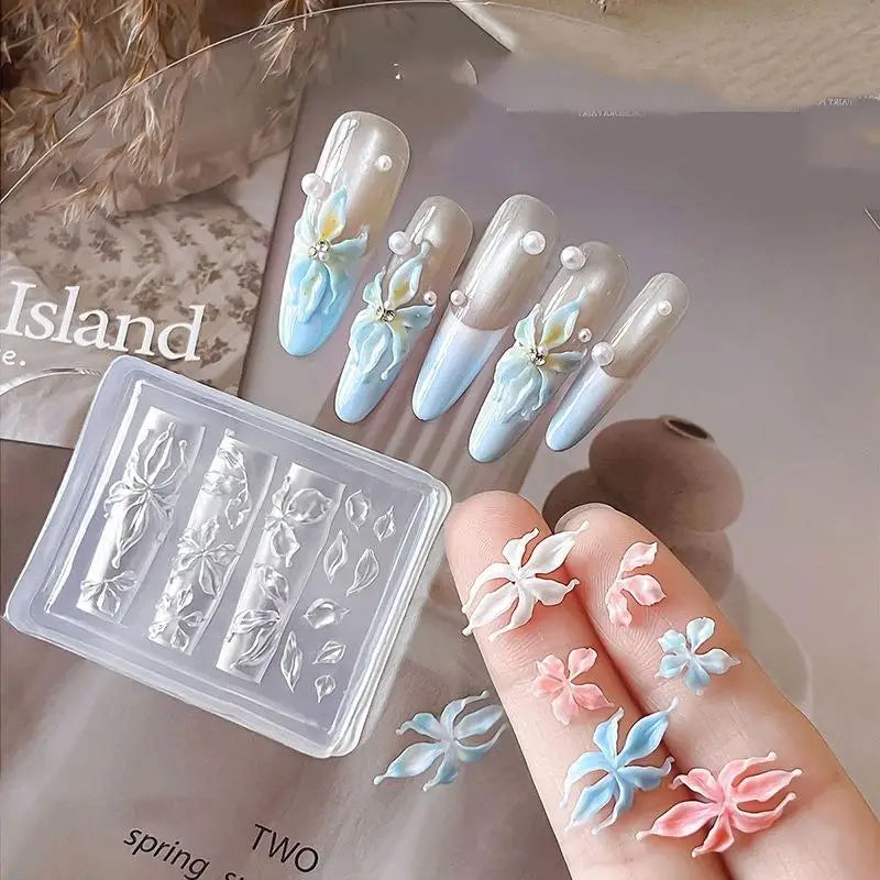 3D Silicone Flower Nail Art Mold Reusable Petal Template Salon Design Qme