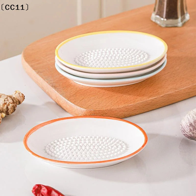 Japanese Ceramic Garlic Grater Plate Porcelain Ginger Wasabi Grinder Qme