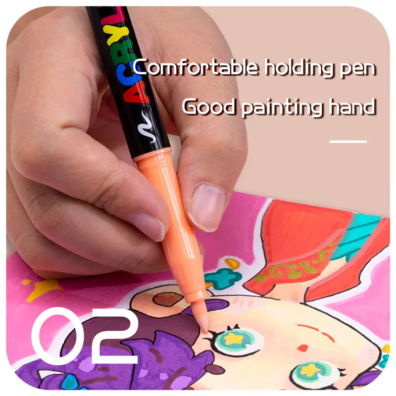 12/24 Colors Skin Tone Acrylic Markers, Brush Tip, Art Marker for Permanent for Coloring Drawing & Illustration Art Supplies Qme