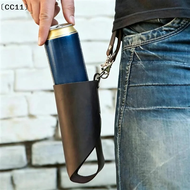 Leather Beer Bottle Waist Portable Belt Bag Handy Wine Bottles Qme