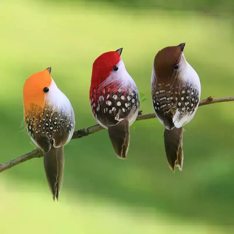 3/6Pcs 3D Fake Craft Birds Artificial Foam Feathers Birds Birthday Party Decorations Home Garden Wedding Decoration Qme