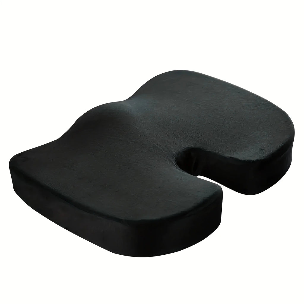 Office Chair Seat Back Cushion Memory Foam-like Support Removable Qme black