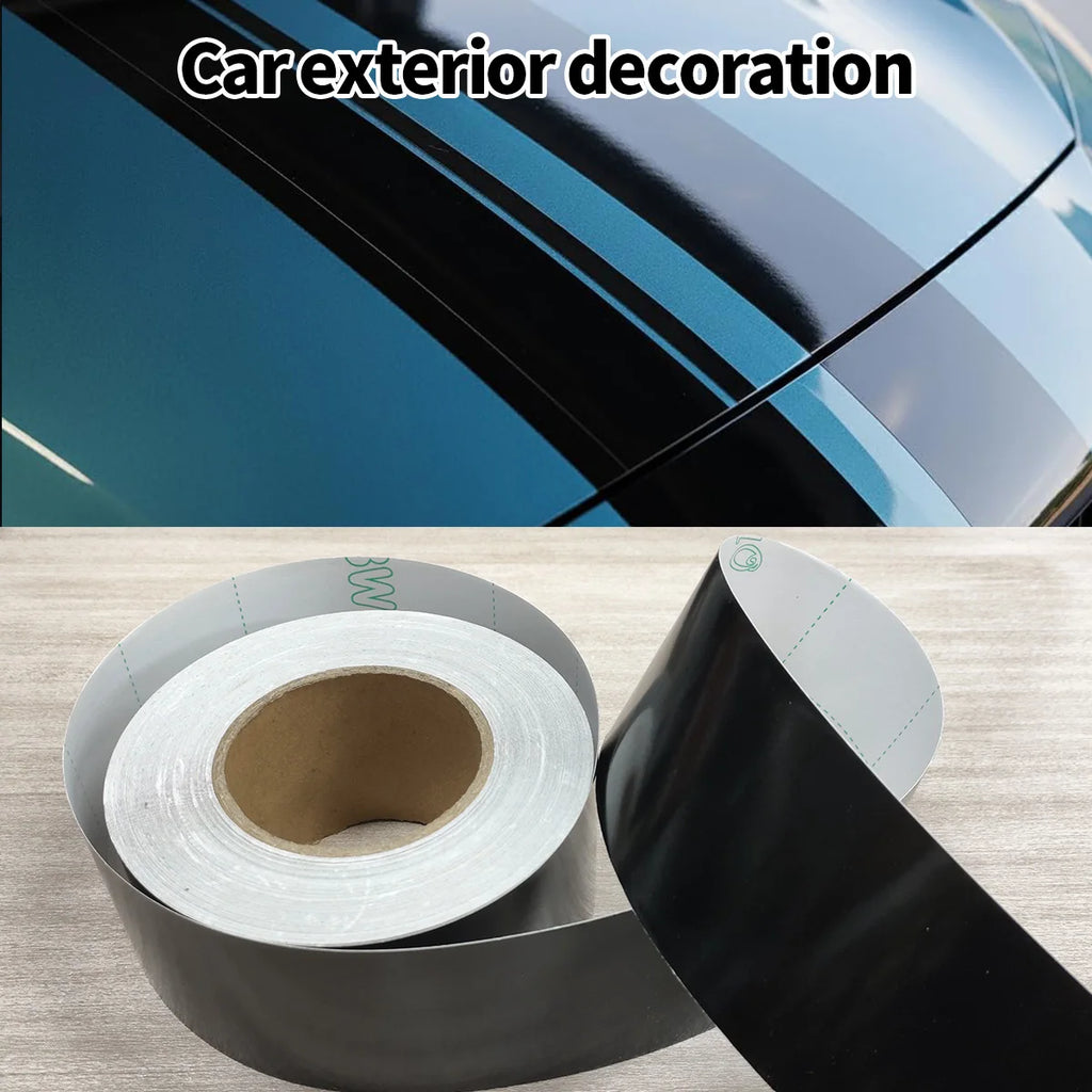3/5/7/10CM Glossy Black Vinyl Wrap Stripes Window Trim Film Car Interior Pillar Decals Stickers for Vehicle Qme