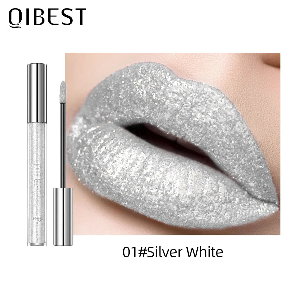 Diamond Glitter Liquid Lipstick Waterproof Long Lasting Pearl Shiny Lip Gloss Metal Charming Lip Glaze Tint Makeup For Women Qme 01