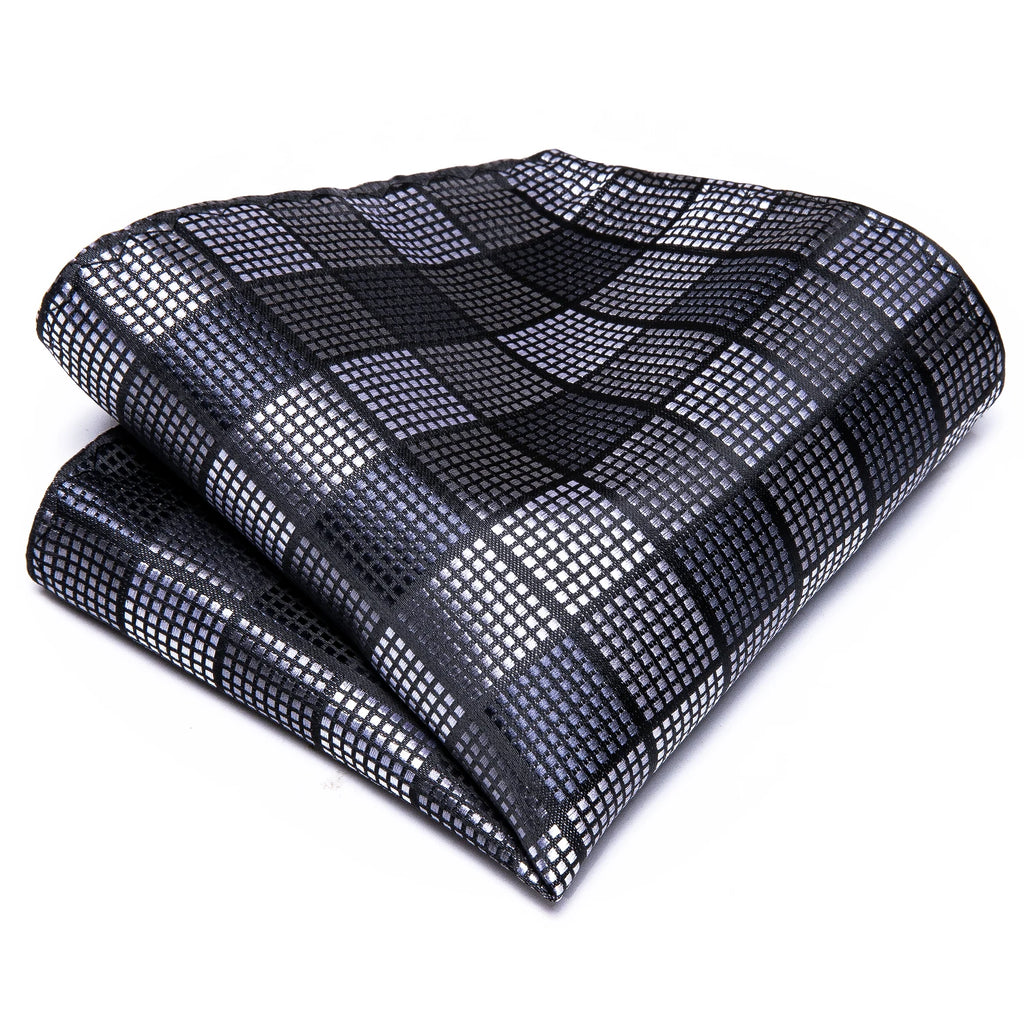 Hi-tie Grey Pink Red Plaids Geometric Tie Men Hanky Cufflink Fashion Qme