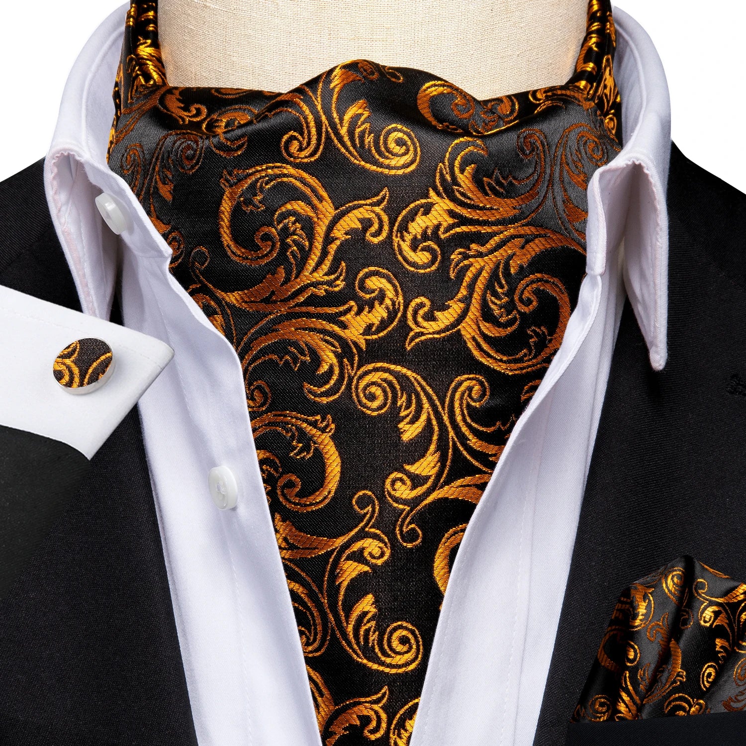 Silk Mens Ascot Black Pink Blue Red Gold Green Purple White Beige