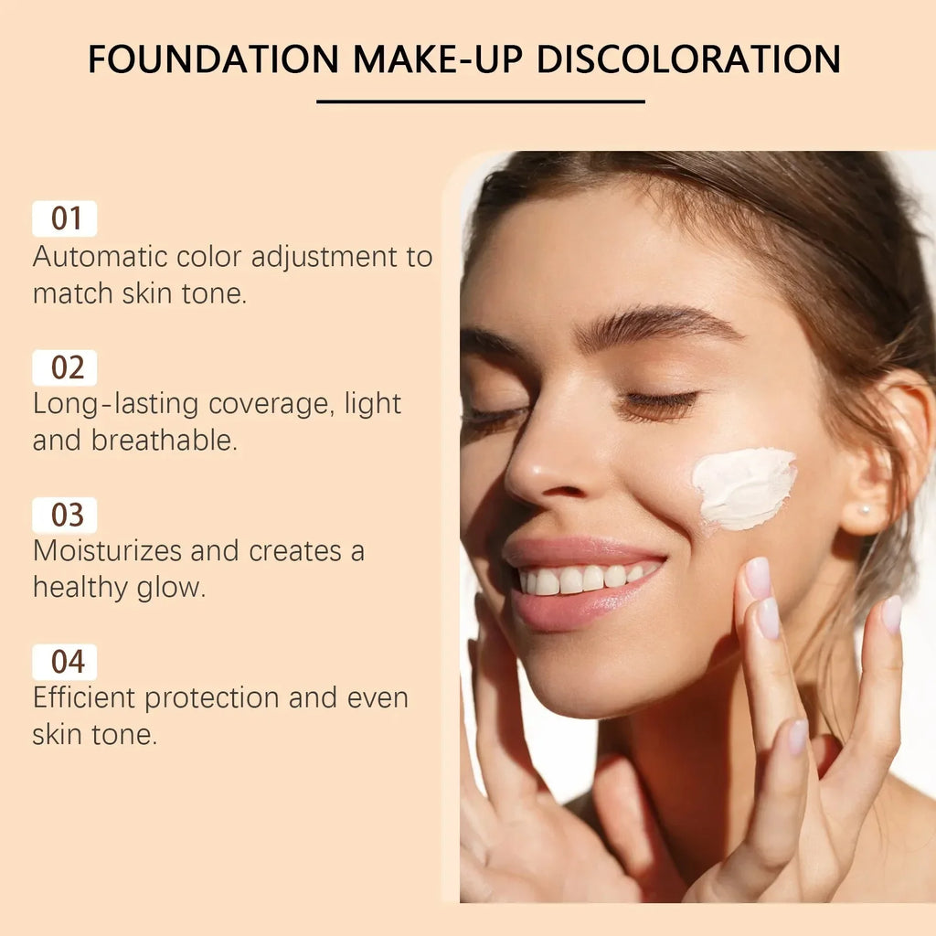 Color Changing Foundation Makeup Concealer Long Lasting Moisturizing Nourishing Oil-Control Skin Face Base Cosmetics Qme