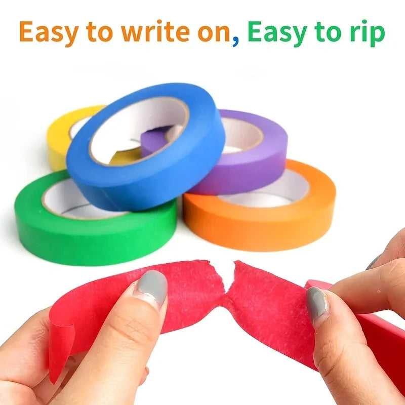 6 Rolls of Colored Masking Tape, Colored Painter's Tape for Arts and Crafts, Pack of 6, 1cm x 13m Drawing Tape, Craft Tape Qme