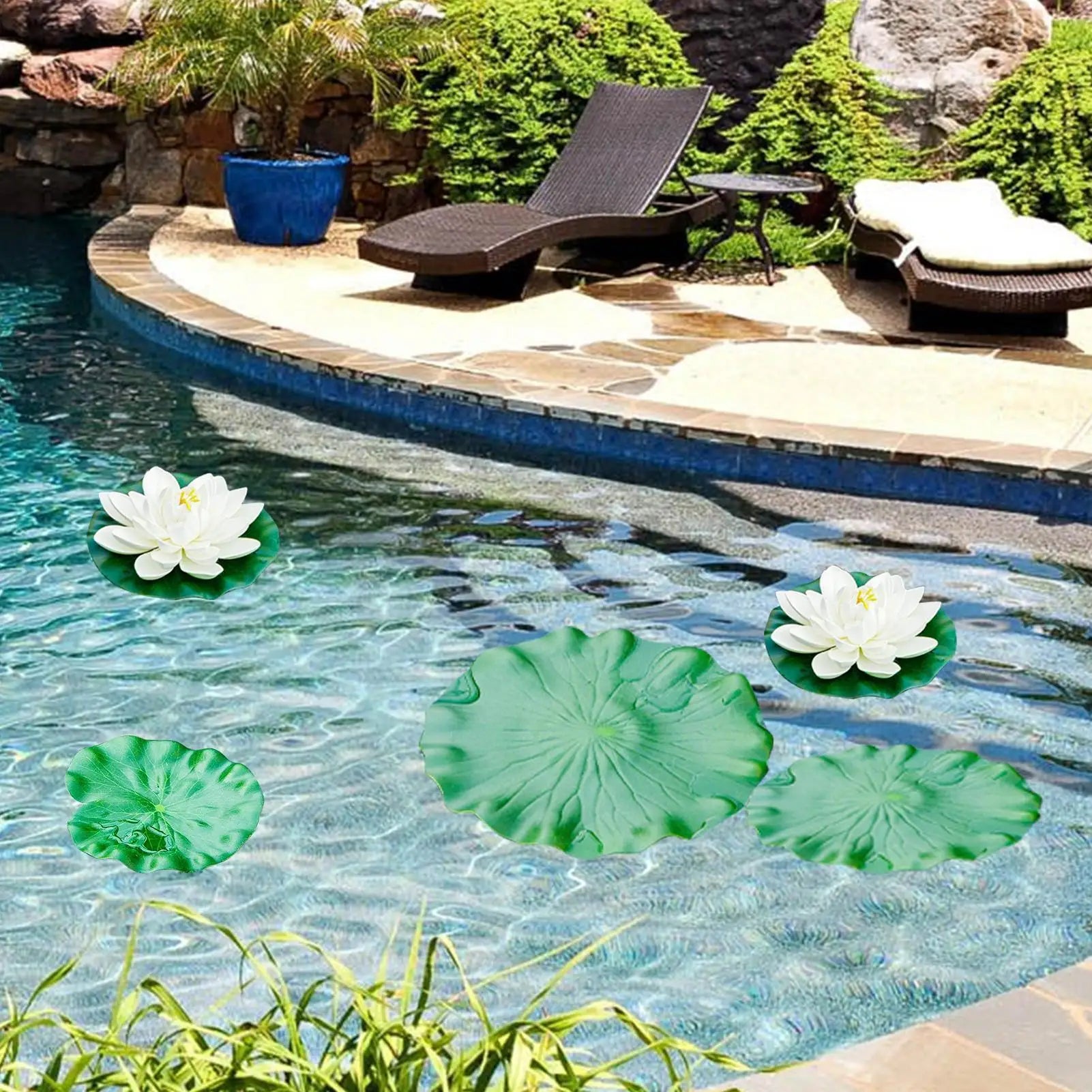 Floating Pool Decorations 9 Artificial Realistic Flower Garden Decor Qme