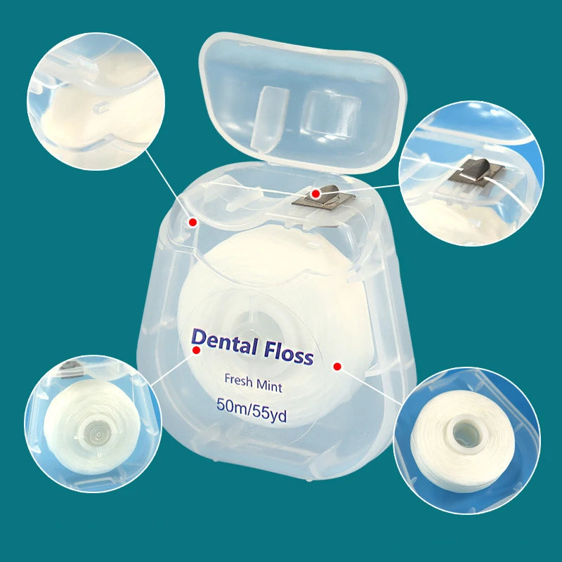 50m Portable Floss Care Picks Tooth Cleaning Tool Case Practical Qme