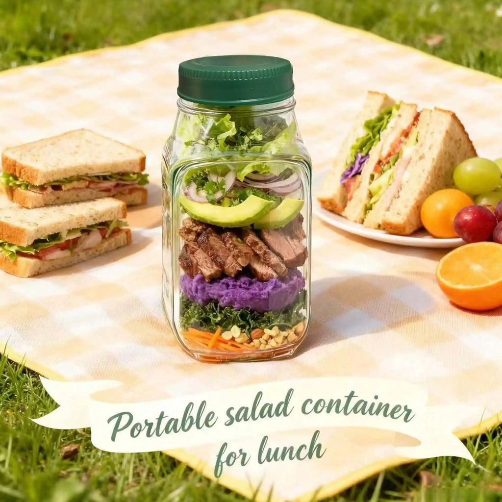 1 Side Opening Salad Box Leak Proof Cup Plastic Storage Can Vertical Qme