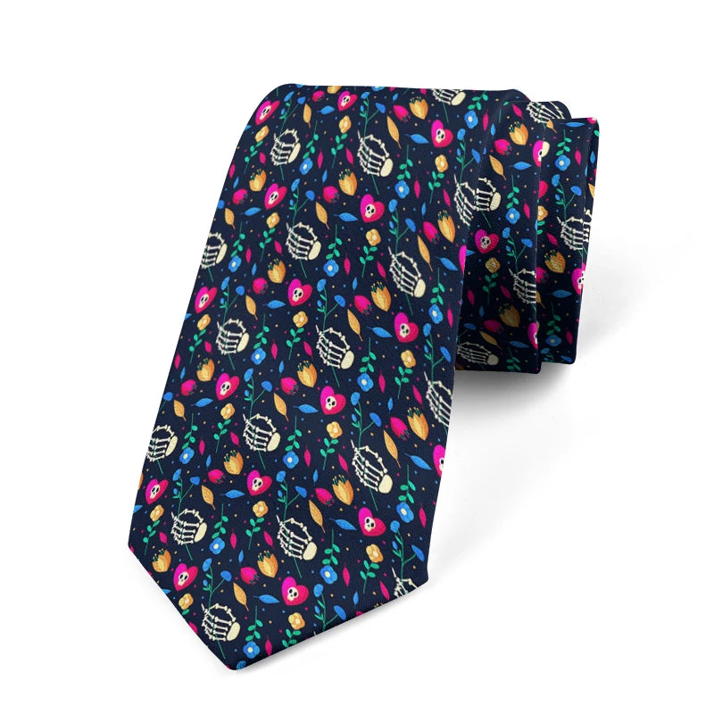 Skeleton Parts Creative Novelty Tie Fashion Funny Cartoon Skull Print Qme style5
