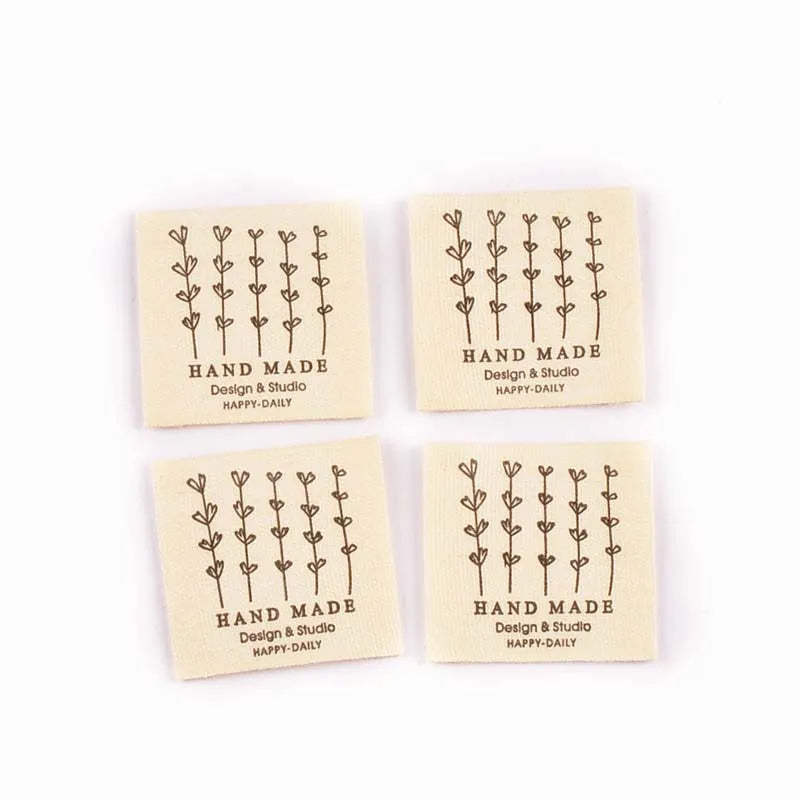 50pcs 14.5-53mm Vintage Handmade Fabric Labels Soft Clothing Tags for DIY Sewing Crafts Clothes Scrapbooking cp3820 Qme 30x32mm