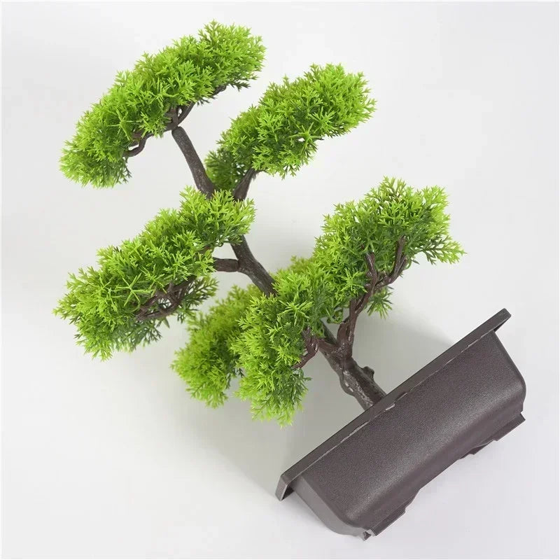 Artificial Plants Pine Bonsai Small Tree Pot Plants Fake Flowers Potted Ornaments for Home Decoration Hotel Garden Decoration Qme A