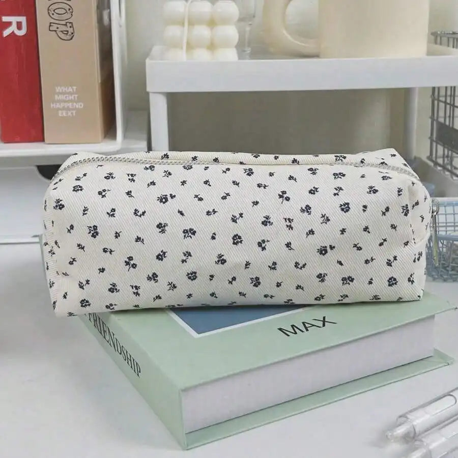 Pink Purple Pencil Case Ins Stationery Bag Multi-functional Cosmetic Qme black