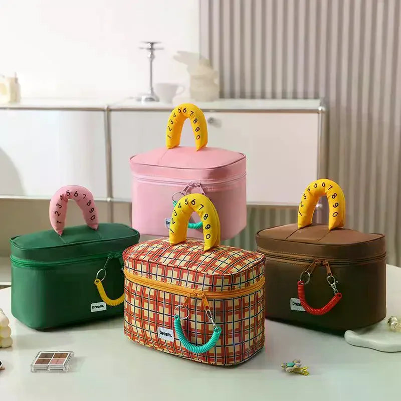 Makeup Bag, Large Capacity Waterproof Hand-Held Storage Bag, Cute And Portable, Business Travel Partition Layered Toileting Bag Qme
