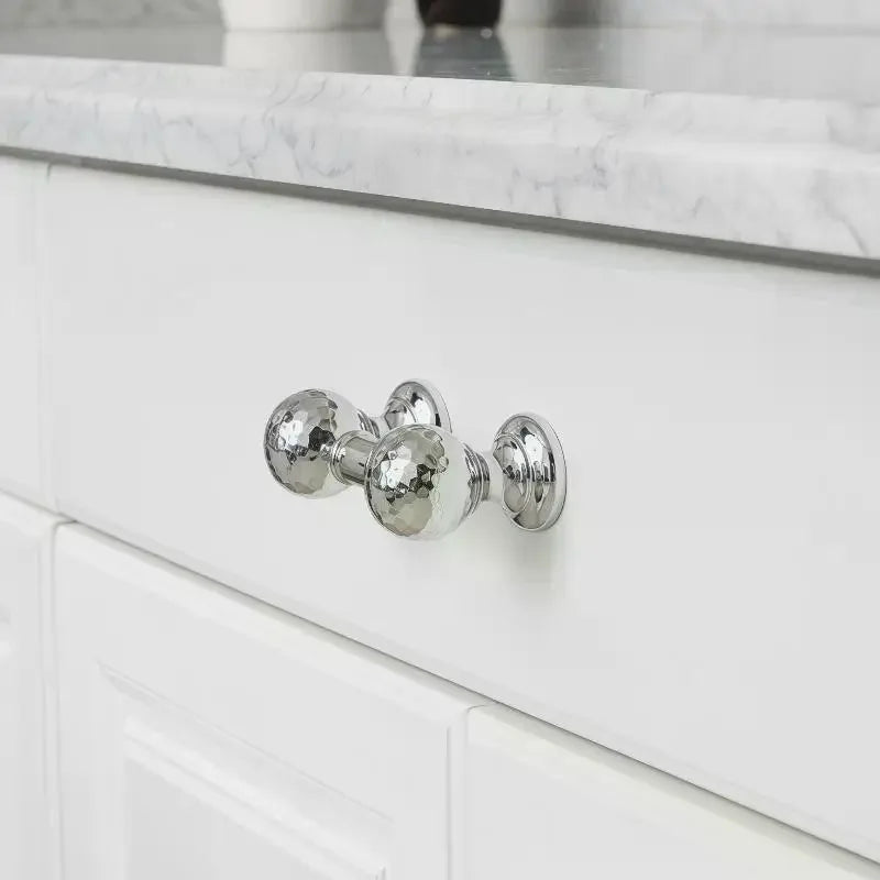 Brass Silver Ball Furniture Pull Handles - Hand-forged Hammer Cabinet Door Drawer Knob Kitchen Wardrobe Cupboard Hardware Qme