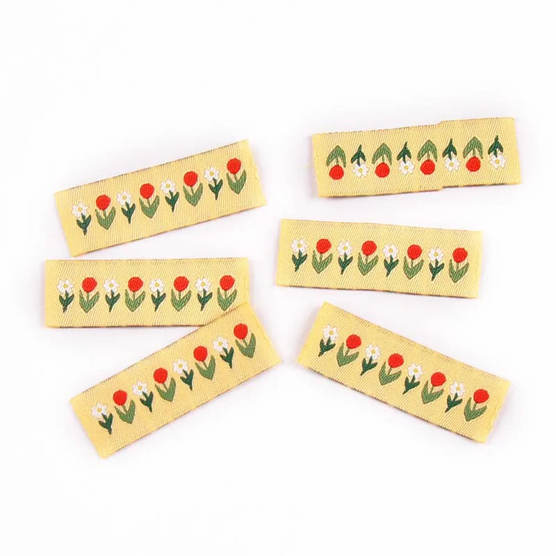 20pcs 15-45mm Mix Colorfull Flower/Heart/Tulip Pattern Label For DIY Clothing Decorative Sewing Accessories Without Gum cp3816 Qme 20pcs 45x15mm