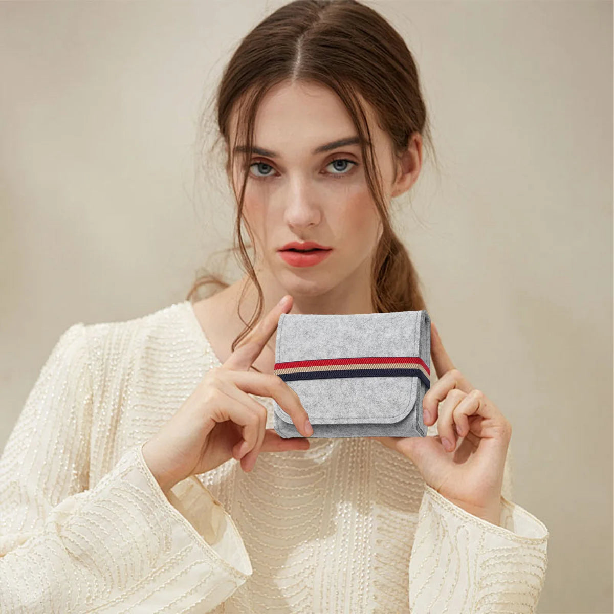 USB Data Cable Mouse Pouch Mini Felt Travel Multifunction Organizer Bag Key Coin Package Chargers Storage Bags Qme