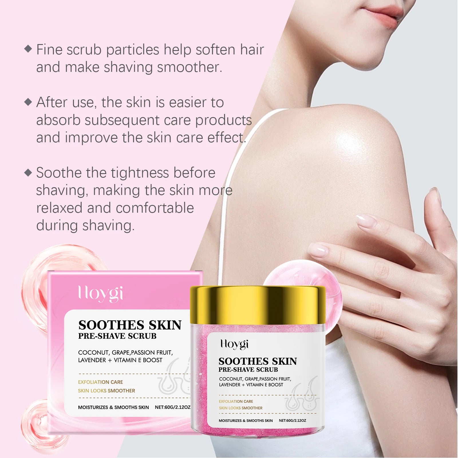 Pre-Shave Scrub Gentle Exfoliating Body Scrub for Smooth Skin Moisturizing Pre-Shave Care for Face and Body Smooths Skin Texture Qme