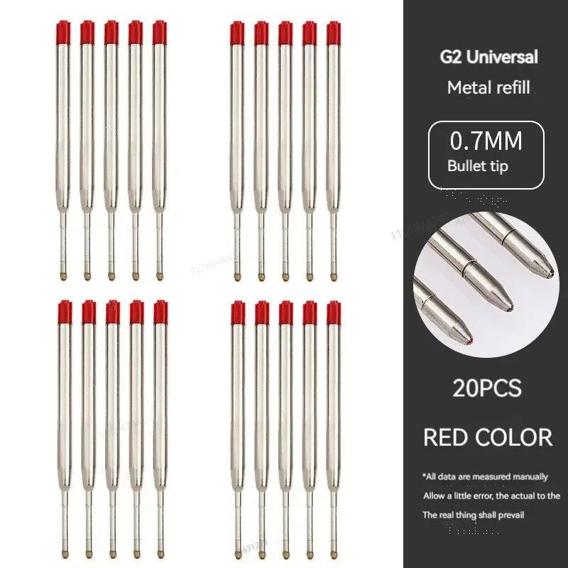 5-30pcs L:3.9 In Ballpoint Pen G2 Metal Refills Blue/Black/Red Ink for Pens Medium Point Rods for Writing Office Stationery Qme 20 red