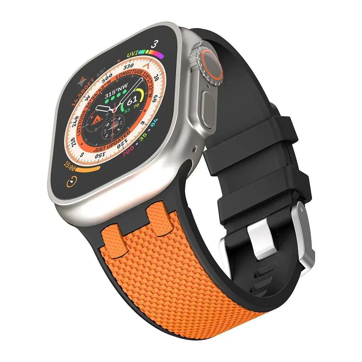 Carbon Fiber Strap for Apple Watch Ultra 2 49mm Silicone Band 45mm 44mm 42mm Men Sport Bracelet For iWatch Series 9 8 7 6 4 5 se Qme Black Orange for Ultra 49mm