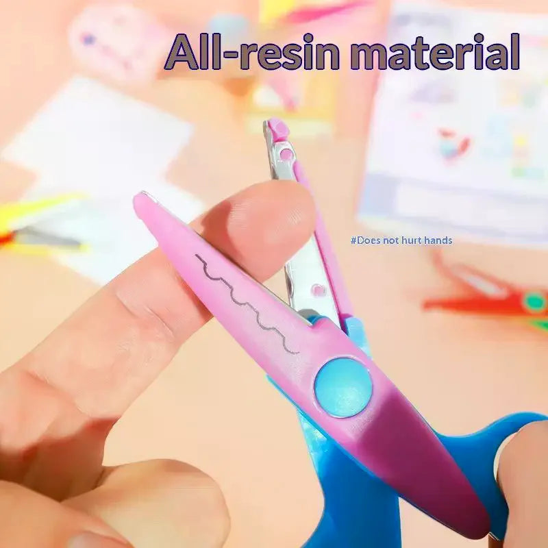 Student DIY Color Album Decorative Lace Scissors Comfortable Hand Paper Cuttings Art Safety Scissors Qme