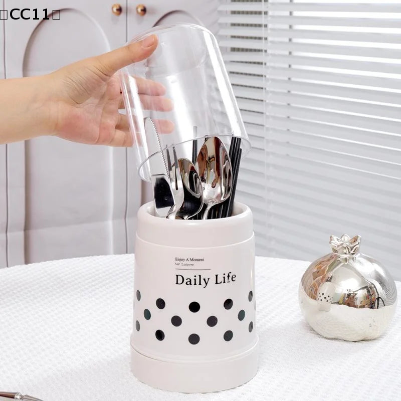 Dustproof Chopstick Bucket Lid Kitchen Tableware Spoon Storage Box Qme