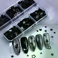6 Grids Black Heart-shaped Butterfly Star Nail Glitter Mixed Decor Qme Default Title