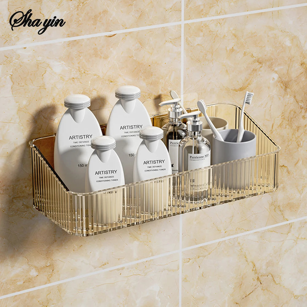Bathroom Storage Rack Wall Mounted Toilet Washroom Washroom Washbasin Wall Organizing Storage Basket Qme amber