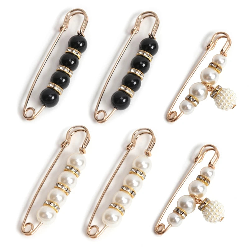 Women Fashion Pearl Brooch Waist Cinching Adjustable Skirt Anti-slip Qme A5