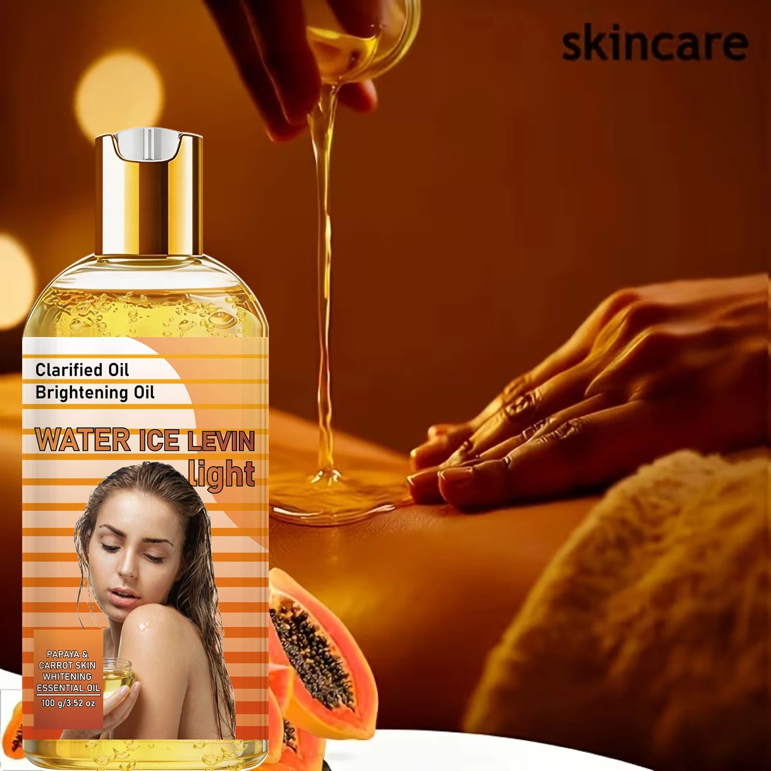 Collagen Vitamin C Brightening Clarified Oil, Papaya Carrot Extract Moisturizing Lightweight Body Oil Qme