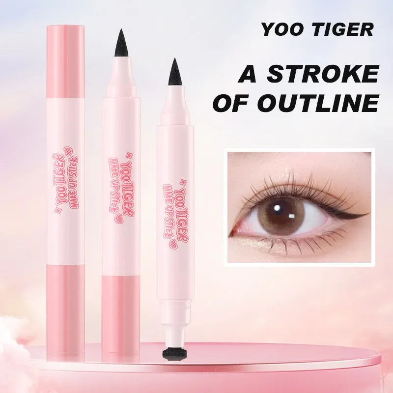 2 in 1 Eyeliner & Aegyo-sal Pen, Double Ended Waterproof Stamp Eyeliner Pencil, Smooth Shadow Liner for Natural Eye Makeup Qme