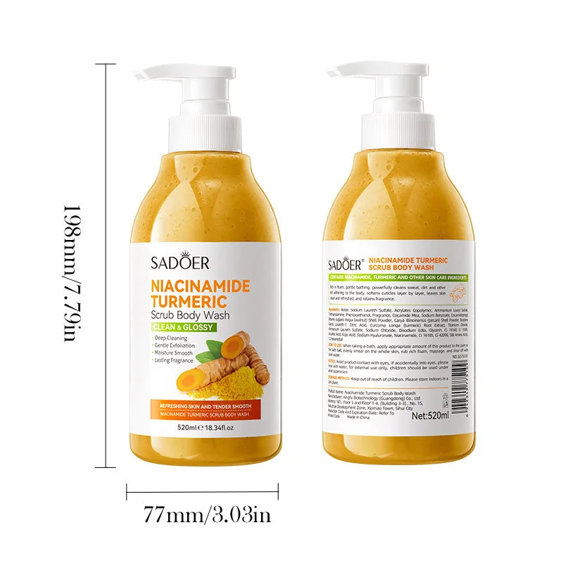 Niacinamide Turmeric Scrub Body Wash Brighten Skin Moisturizes Qme