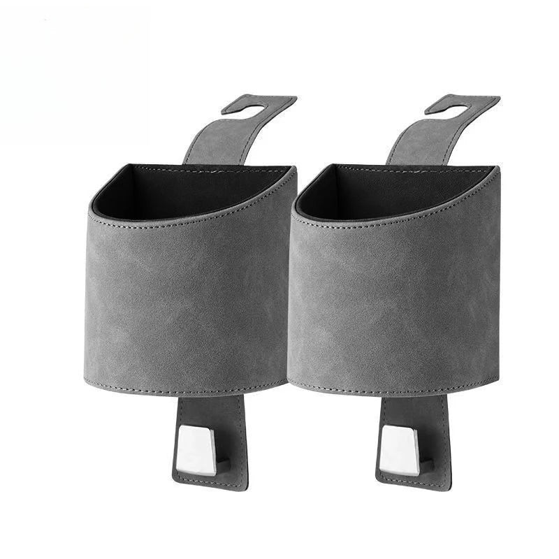 Universal 2-in-1 Car Cup Holder Seat Back Hook Suede Leather Mount Qme