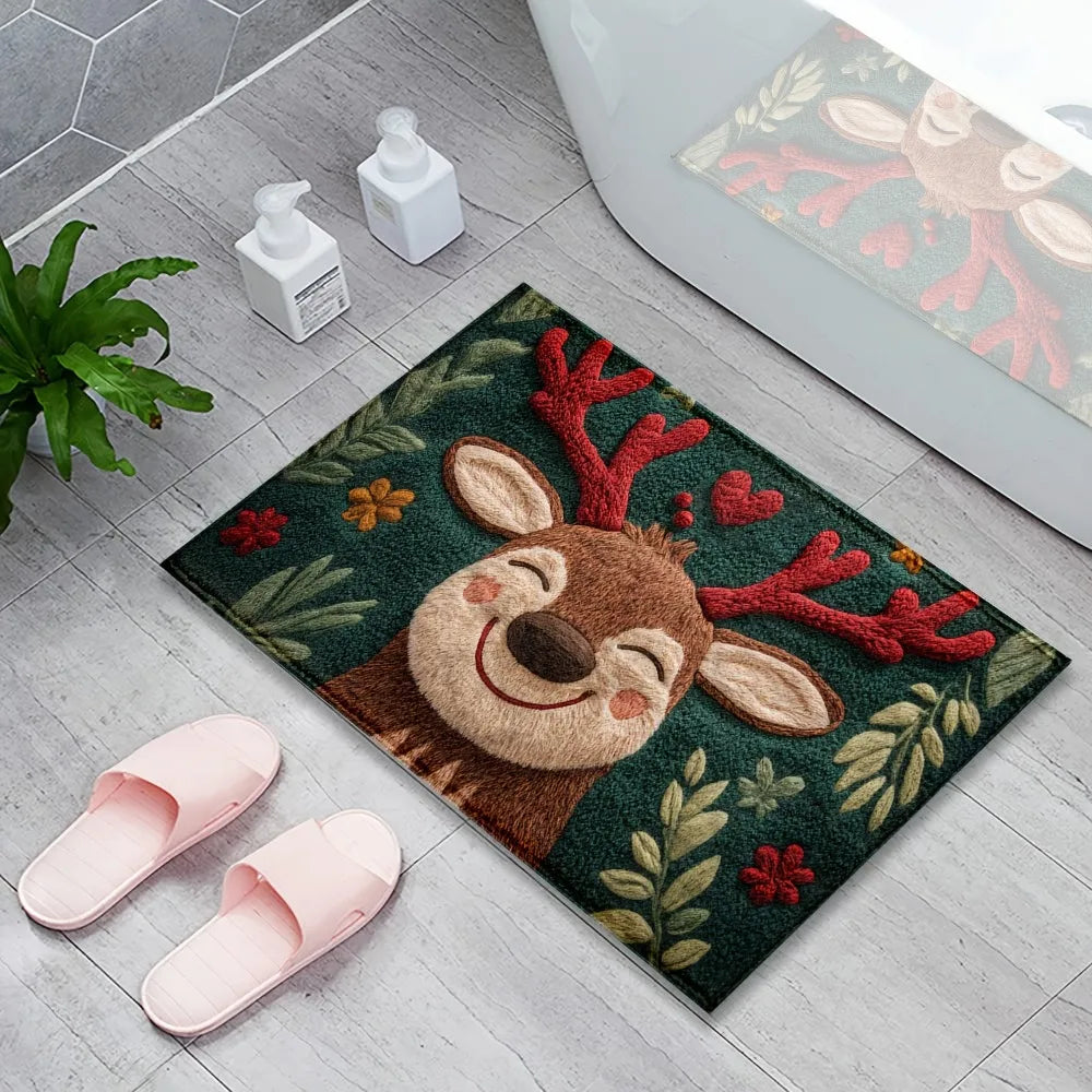 Christmas Doormat Non-slip Santa Claus Design Indoor Outdoor Use Home Qme