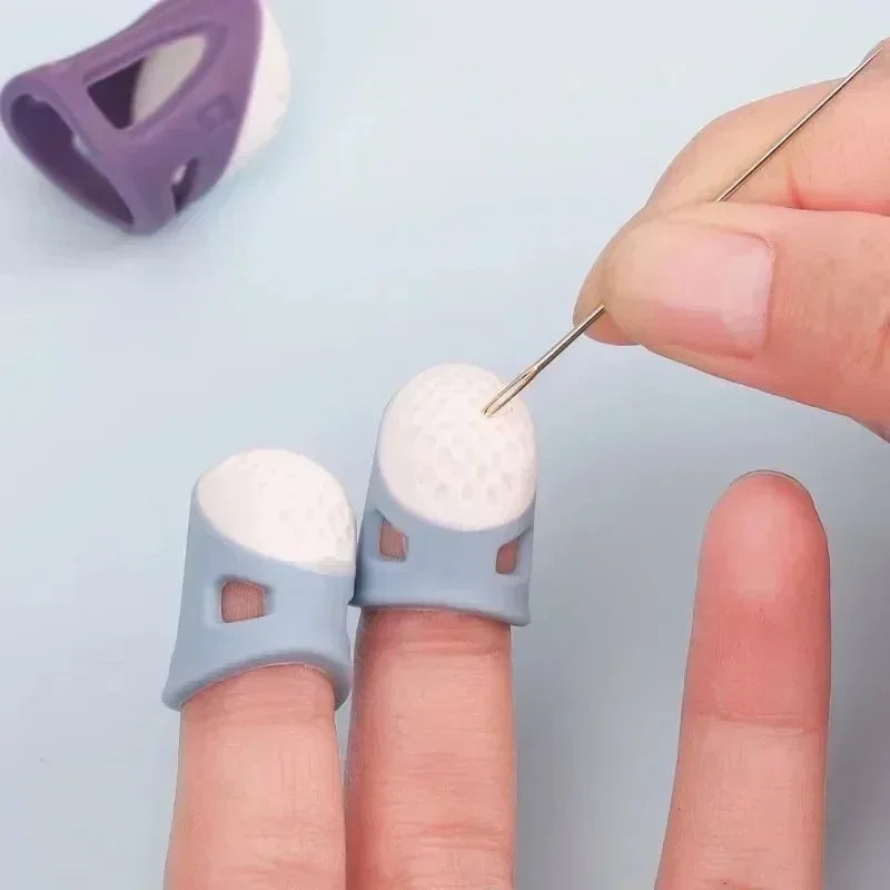 Silicone Anti-slip Sewing Thimbles Sewing Finger Tips Finger Cover Hollowed Protector Sleeve DIY Hand Cross-stitch Sewing Tools Qme