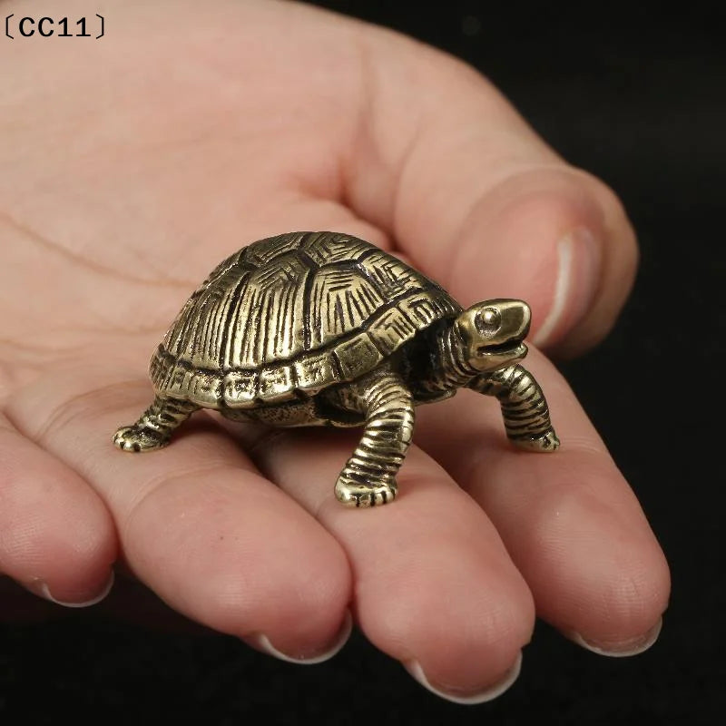 Pure Copper Turtle Statue Vintage Brass Tortoise Figurines Desktop Qme