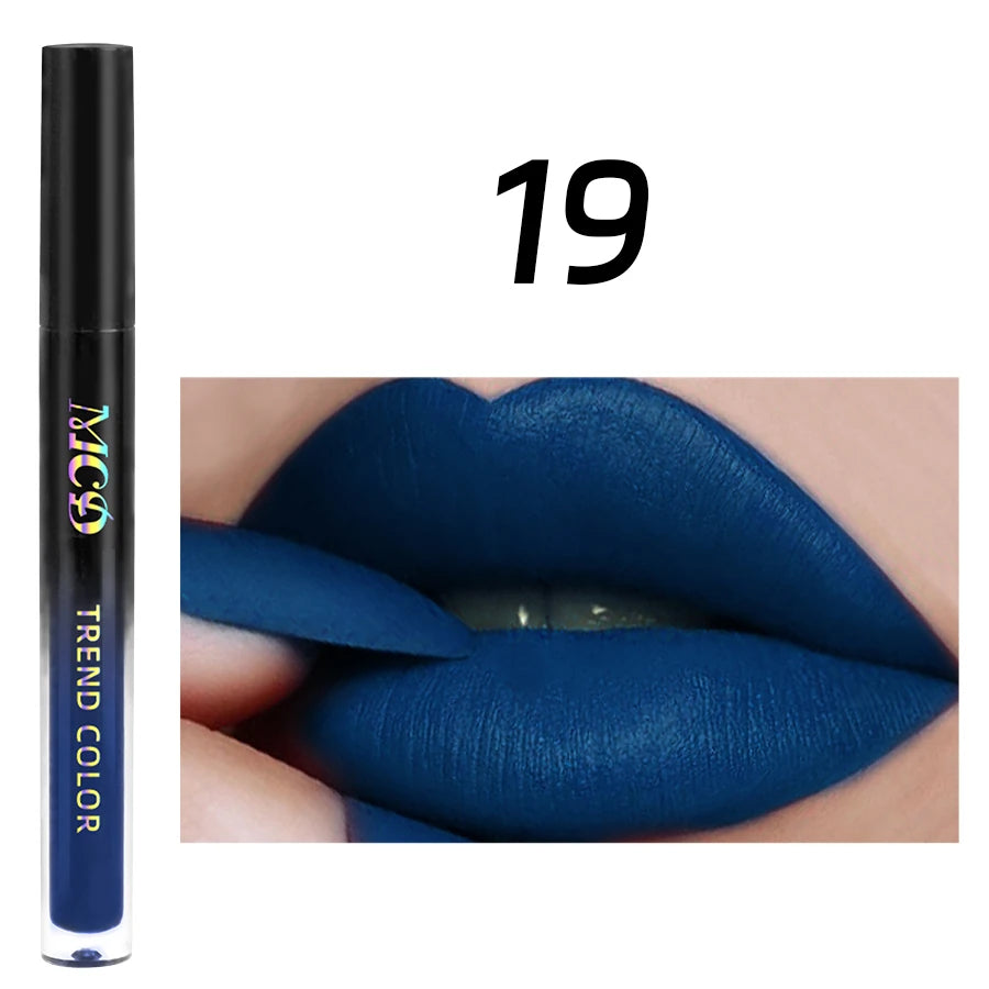 Sexy Velvet Matte Lip Glaze Liquid Lipstick Beauty Gloss Blue Nude Qme