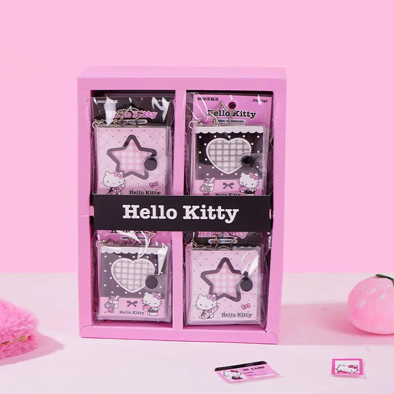 Hello Kitty Pink & Blue Series Notebook MINI Plastic-Covered Planner Student-Friendly Keychain Snap-Closure Notepad Qme 3 Random Single-Book