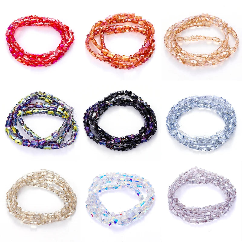 Bamboo Glass Beads AB Color Faceted Flat Curved Waist Column Crystal Loose Spacer Bead for DIY Crafts Earring Bracelet Jewelry Qme