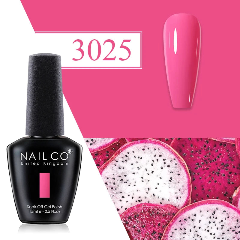 NAILCO Red Gel Nail Polish Wine Purple Semi Permanent Soak Off UV Qme 3025