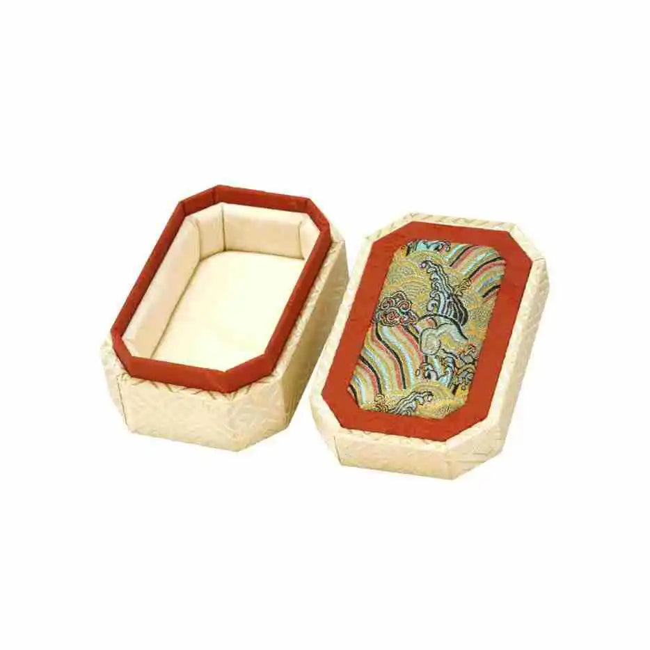 Chinese Style Brocade Jewelry Box Wave Pattern Heaven&Earth Cover for Curio Bracelet Storage Gift Packaging,Jewelry Display Box Qme